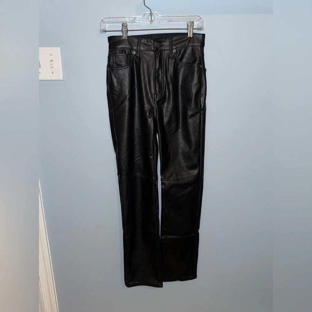 Gap Sky High Cheeky Straight Vegan Leather Pants (Size 25) - Picture 3 of 7